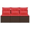 vidaXL Gartensofa mit Kissen 3-Sitzer Braun Poly Rattan