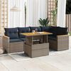 vidaXL 6-tlg. Garten-Sofagarnitur mit Kissen Grau Poly Rattan