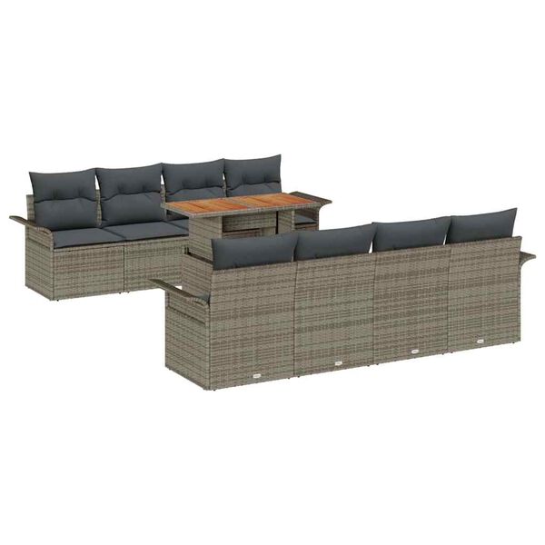 vidaXL Gartensofa-set mit Kissen 7 pcs Grau Poly-Rattan