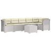 vidaXL 6-Sitzer Garten Sofa mit Kissen Rattan Look PP Wei&szlig;