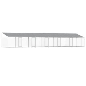 vidaXL Hundezwinger mit Dach und T&uuml;ren Grau 12x2x2 m Verzinkter Stahl