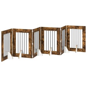 vidaXL Klappbares Hundetor mit St&auml;ndern 6 stk. R&auml;uchereiche 362 cm
