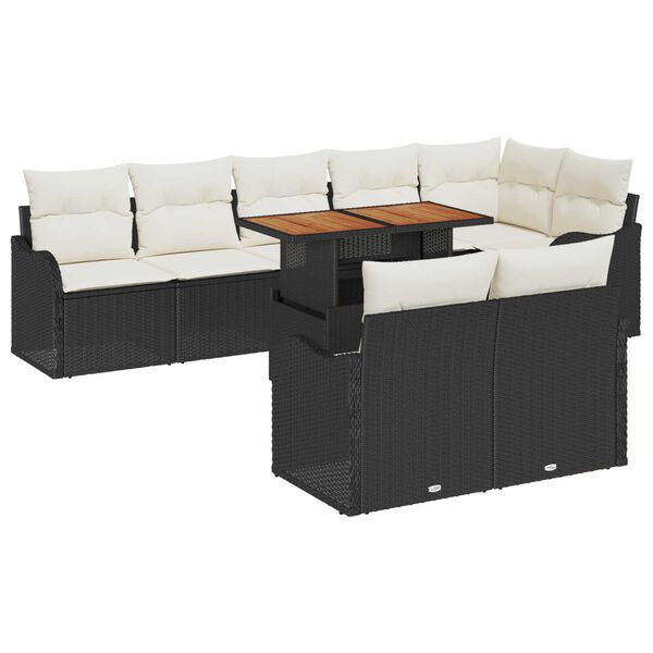 vidaXL Garten-Sofa-Set mit Speicher 9 pcs Schwarz Poly Rattan