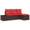 vidaXL Sofa Set mit Kissen 4 pcs Braun Poly Rattan