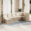 vidaXL 7-tlg. Garten-Sofagarnitur mit Kissen Beige Poly Rattan