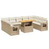 vidaXL 10-tlg. Garten-Sofagarnitur mit Kissen Beige Poly Rattan