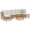 vidaXL Outdoor-Sofagarnitur 8 pcs Nat&uuml;rlich und Cremwei&szlig; Polyester