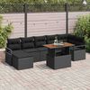 vidaXL Garten-Sofa-Set mit Speicher 8 pcs Schwarz Poly Rattan