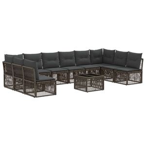 vidaXL Gartensofa-set 11 stk. Grau Poly-Rattan