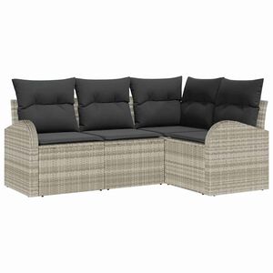 vidaXL Gartensofa-set 4 Stk. Hellgrau Poly-Rattan