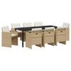 vidaXL Garten Essgruppe 9 pcs Beige Poly-Rattan