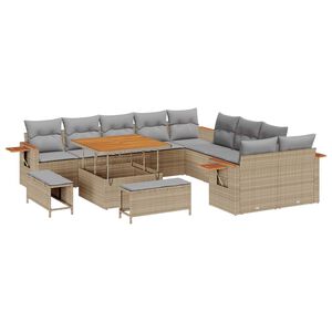 vidaXL Gartensofa-set mit Kissen 13 pcs Beige und Hellgrau