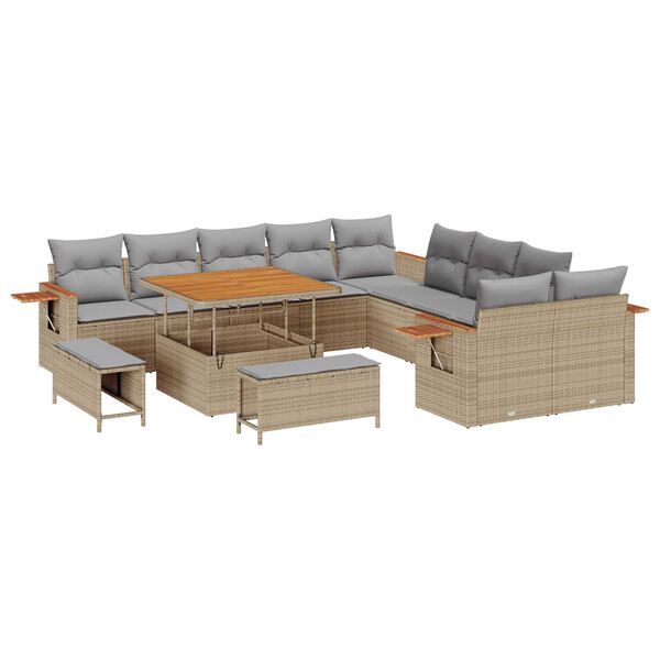 vidaXL Gartensofa-set mit Kissen 13 pcs Beige und Hellgrau