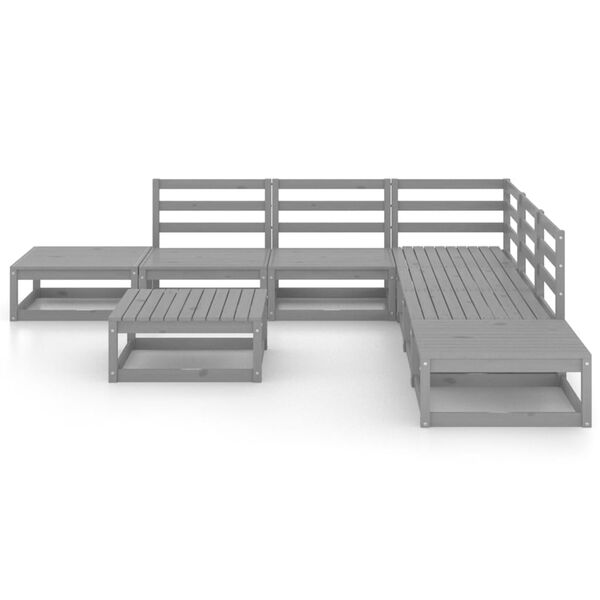 vidaXL 8-tlg. Garten-Lounge-Set Grau Massivholz Kiefer