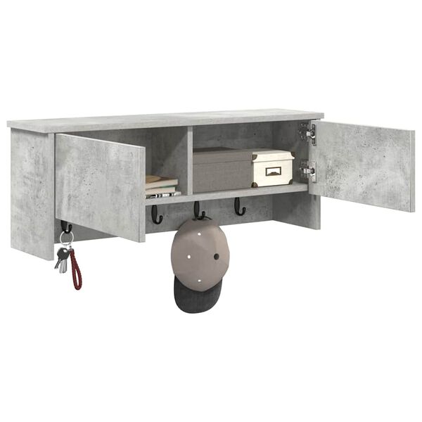 vidaXL Wandmontierter nachttisch mit Regal Beton Grau 80 x 20 x 30 cm