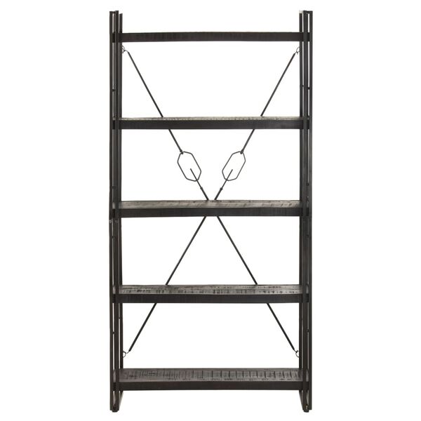 vidaXL B&uuml;cherregal 5 F&auml;cher Schwarz 90x30x180 cm Mango Massivholz