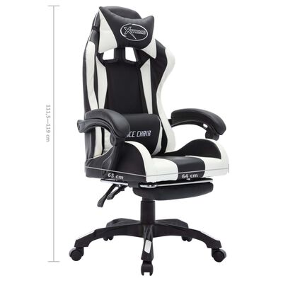 vidaXL Gaming-Stuhl mit RGB LED-Leuchten Weiß und Schwarz Kunstleder