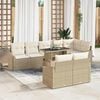 vidaXL Garten-Sofa-Set mit Kissen mit Speicher 9 pcs Beige und Creme