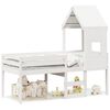 vidaXL Hochbett mit Dach Wei&szlig; 90x200 cm Massivholz Kiefer