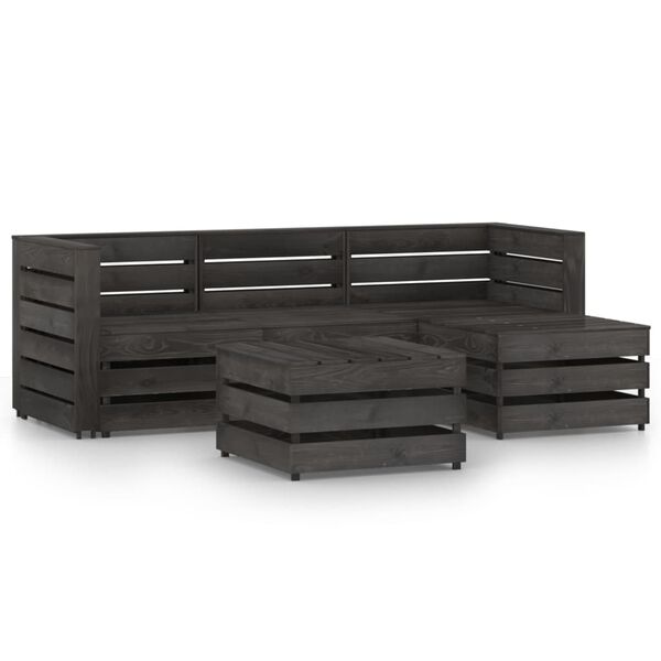 vidaXL 5-tlg. Garten-Lounge-Set Grau Imprägniertes Kiefernholz