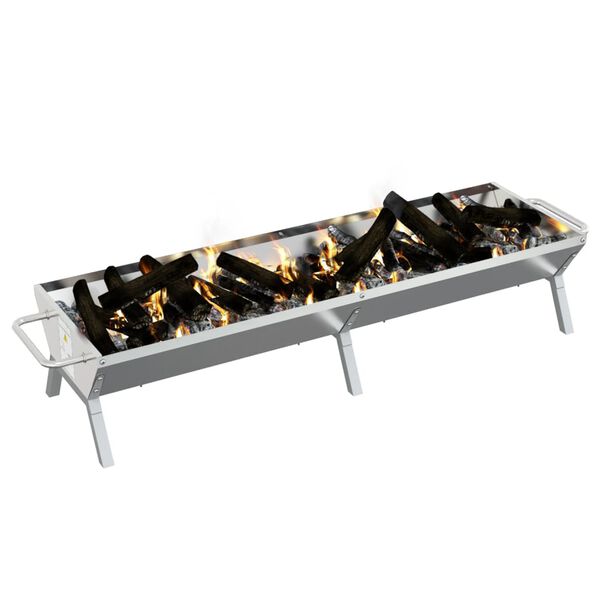 vidaXL Grill Silbern 158x42x31 cm Edelstahl