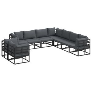 vidaXL Gartensofa-set mit Kissen 9 pcs Schwarz Aluminium
