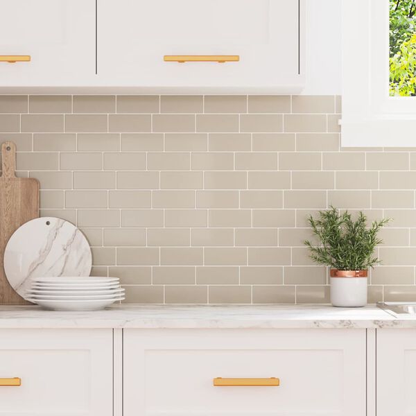 vidaXL U-Bahn-Fliese 10 pcs Beige 29.4 x 21.4 cm Polyurethan und PET