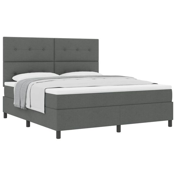 vidaXL Boxspringbett mit Matratze Dunkelgrau 180 x 200 cm Stoff