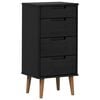 vidaXL Kommode MOLDE Schwarz 40 x 35 x 82 cm Massives Kiefernholz