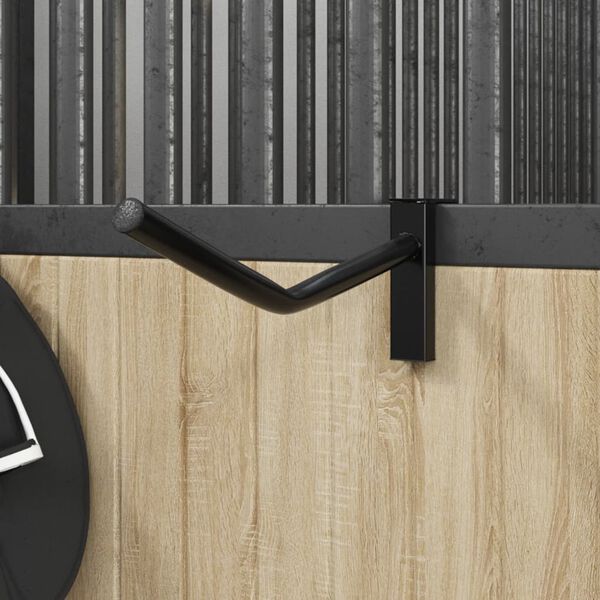 vidaXL Sattelhalter mit Trensenhaken Einarmig Tragbar Schwarz Eisen