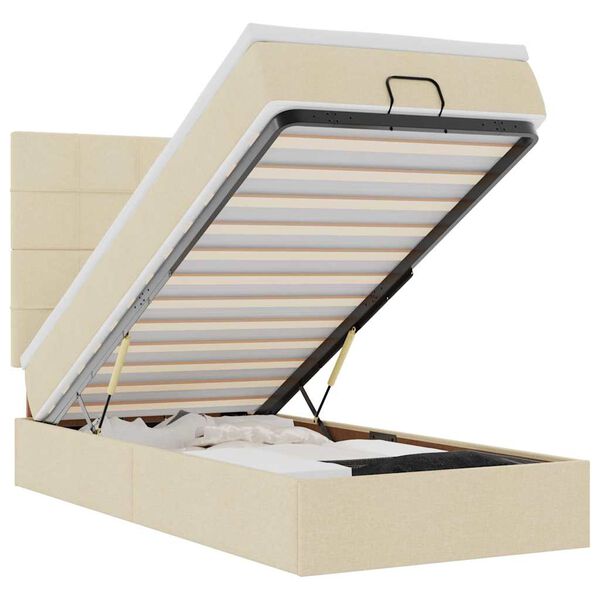 vidaXL Ottoman-Bett mit Matratze & LEDs Creme 90x190 cm Stoff