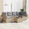 vidaXL Sofa Set mit Kissen 7 pcs Beige und Grau Poly Rattan