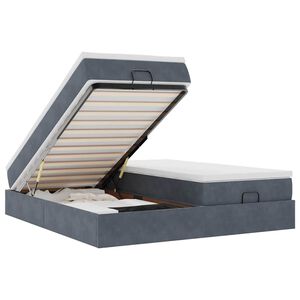vidaXL Ottoman-Bett mit Matratzen Dunkelgrau 200x200 cm Samt