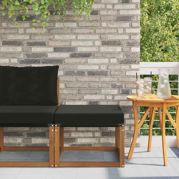 vidaXL Outdoor-Fu&szlig;hocker Massivholz Akazie und Textilene Stoff Natur