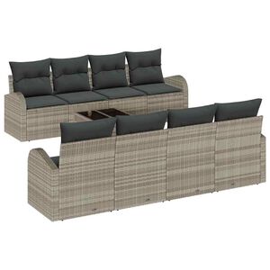 vidaXL Gartensofa-set 9 stk. Hellgrau Poly-Rattan