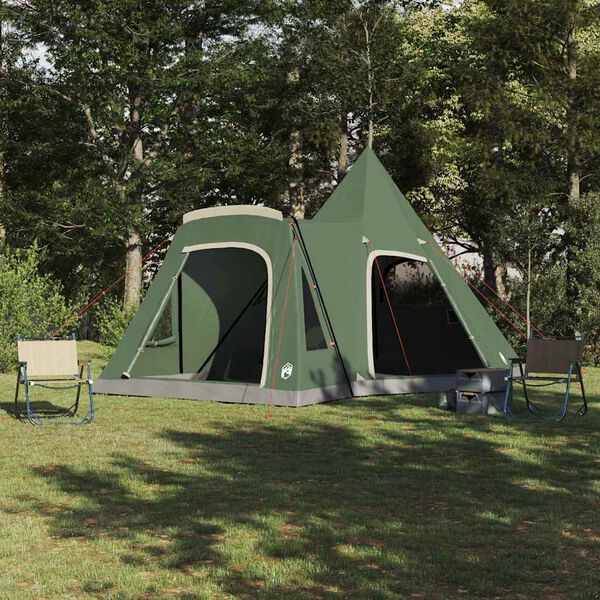 vidaXL Teepee Zelt mit Dach mit Speicher Gr&uuml;n 545 x 450 x 295 cm