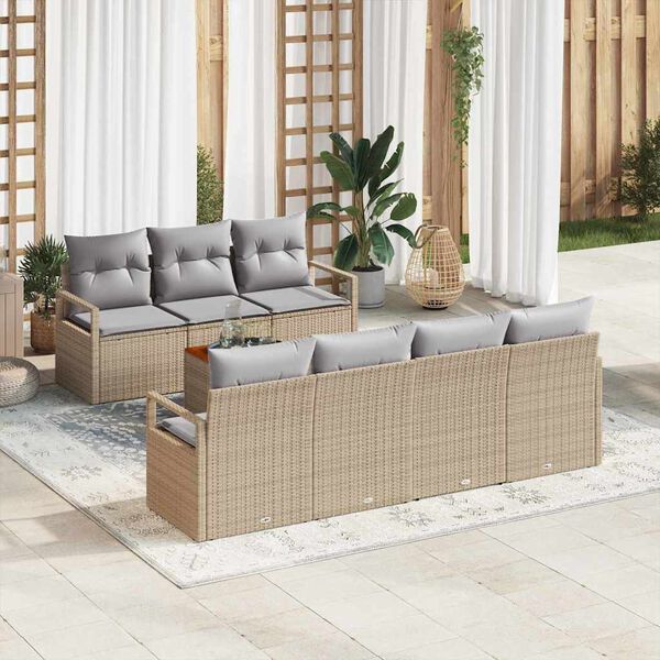 vidaXL Gartensofa-set 8 pcs Beige und Hellgrau Poly-Rattan
