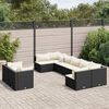 vidaXL 9-tlg. Garten-Sofagarnitur mit Kissen Schwarz Poly Rattan