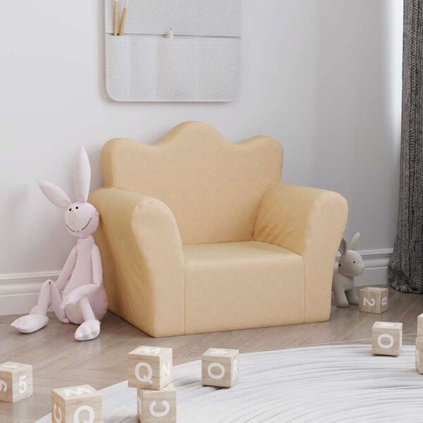 vidaXL Kindersofa Creme Weicher Pl&uuml;sch
