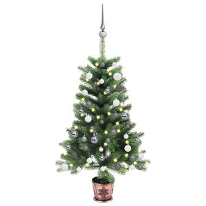 vidaXL K&uuml;nstlicher Weihnachtsbaum mit Beleuchtung & Kugeln 65 cm Gr&uuml;n