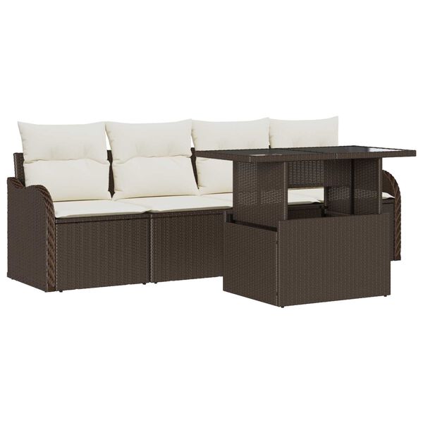 vidaXL Garten-Sofa-Set 5 pcs Braun 100 x 55 x 73 cm Poly Rattan