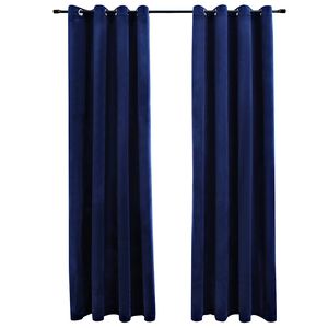 vidaXL Verdunkelungsvorh&auml;nge mit &Ouml;sen 2 Stk. Samt Dunkelblau 140x225cm