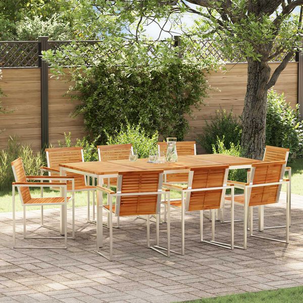 vidaXL Garten-Ess-Set 9 pcs Massives Teakholz
