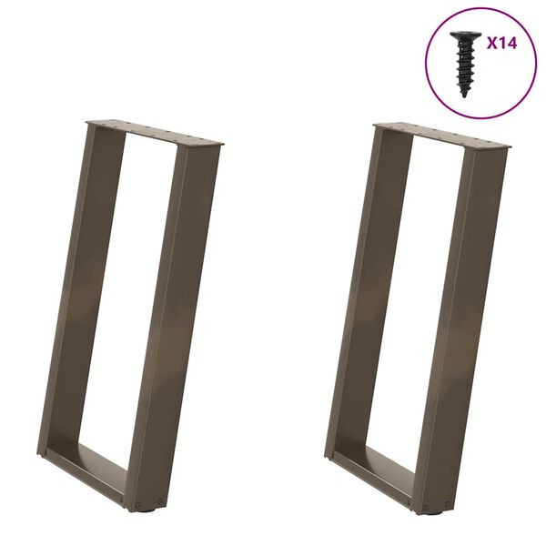 vidaXL Esstischbeine U-Form 2 Stk. Naturstahl 60x(72-73) cm Stahl