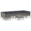vidaXL 8-tlg. Garten-Lounge-Set mit Auflagen Poly Rattan Grau