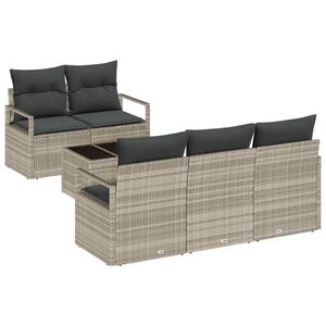 vidaXL Gartensofa-set 6 pcs Hellgrau und Dunkelgrau Poly-Rattan