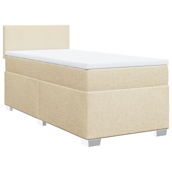 vidaXL Boxspringbett mit Matratze Creme 90x190 cm Stoff