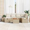 vidaXL Garten-Sofa-Set mit Kissen mit Speicher 7 pcs Beige Poly-Rattan