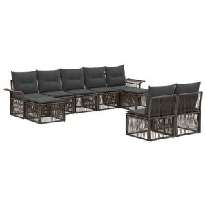 vidaXL Gartensofa-set 9 stk. Grau Poly-Rattan