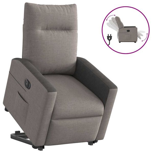 vidaXL Relaxsessel mit Aufstehhilfe Elektrisch Taupe Stoff